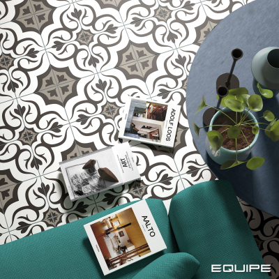 Equipe Rivoli Liboa Loiba white és black padlólap 20x20 cm