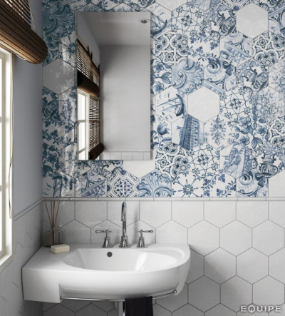 Equipe-hexatile Hexatile Hexa tile17,5x20 cm matt padlólap, gris, blanco