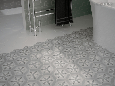 Equipe-hexatile Hexatile Hexa tile17,5x20 cm matt padlólap, gris, blanco
