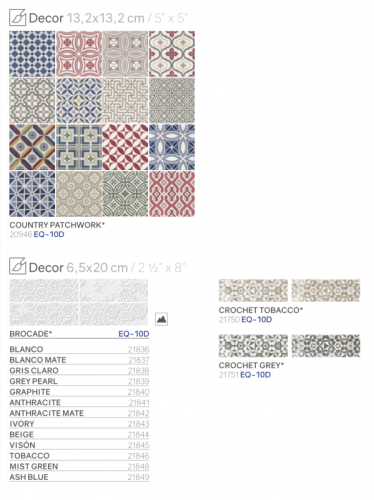 Equipe Country 13,2x13,2 cm és a 6,5x20 cm,13,2x40 csempe