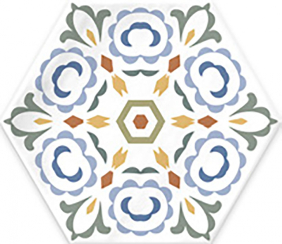 Ribesalbes Cuba-Geometry hex 15x17,3 cm padlólap, színes, fekete/fehér
