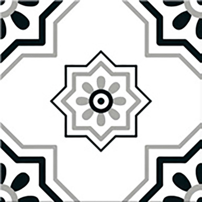 Ribesalbes Cuba-Geometry hex 15x17,3 cm padlólap, színes, fekete/fehér