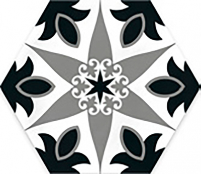 Ribesalbes Cuba-Geometry hex 15x17,3 cm padlólap, színes, fekete/fehér