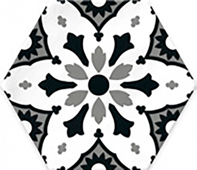 Ribesalbes Cuba-Geometry hex 15x17,3 cm padlólap, színes, fekete/fehér