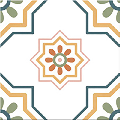 Ribesalbes Cuba-Geometry Cuba20x20 cm porcelán padlólap, színes, fekete/fehér