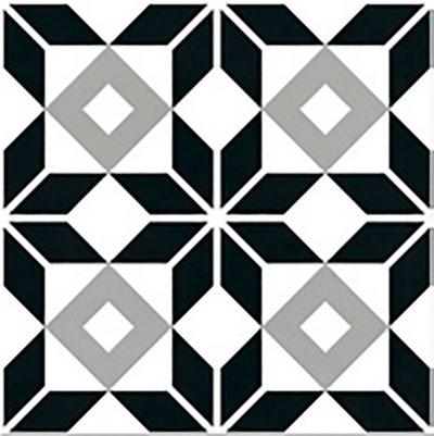 Ribesalbes Cuba-Geometry Cuba20x20 cm porcelán padlólap, színes, fekete/fehér