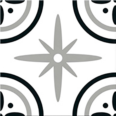 Ribesalbes Cuba-Geometry Cuba20x20 cm porcelán padlólap, színes, fekete/fehér