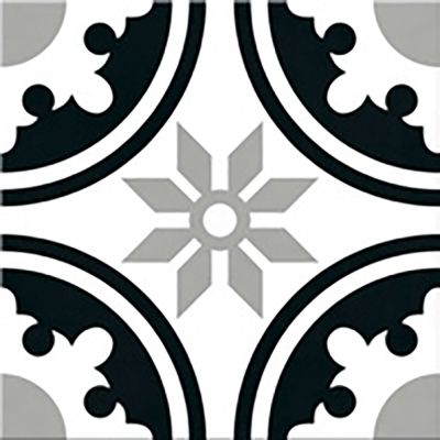 Ribesalbes Cuba-Geometry Cuba20x20 cm porcelán padlólap, színes, fekete/fehér