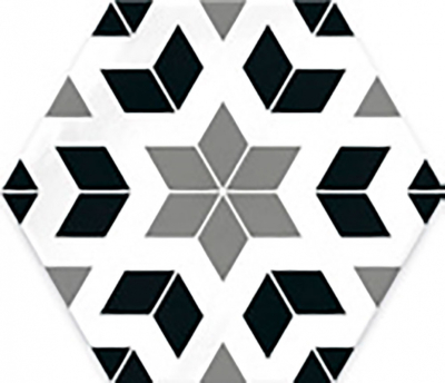 Ribesalbes Cuba-Geometry Cuba20x20 cm porcelán padlólap, színes, fekete/fehér