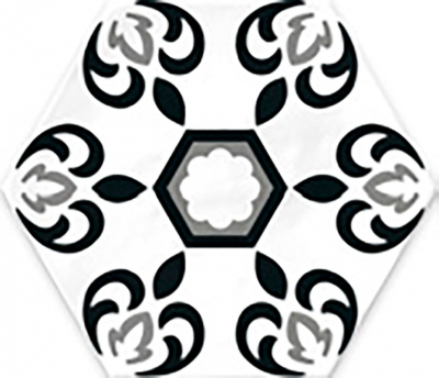 Ribesalbes Cuba-Geometry Cuba20x20 cm porcelán padlólap, színes, fekete/fehér