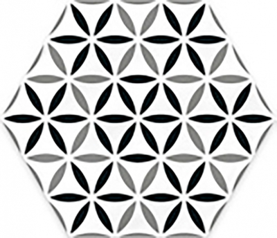 Ribesalbes Cuba-Geometry Cuba20x20 cm porcelán padlólap, színes, fekete/fehér