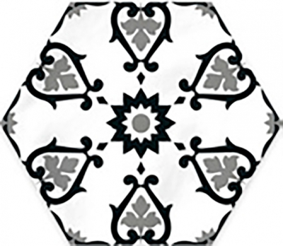 Ribesalbes Cuba-Geometry Cuba20x20 cm porcelán padlólap, színes, fekete/fehér