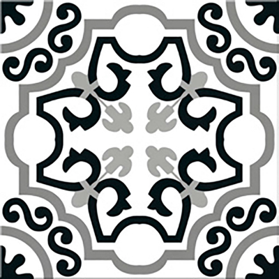 Ribesalbes Cuba-Geometry Cuba20x20 cm porcelán padlólap, színes, fekete/fehér