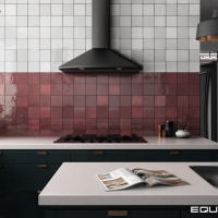 Equipe Artisan Burgundy 13,2x13,2cm fényes,konyhai hátfal csempe bordószínben Equipe Equipe Artisan – prémium fényes csempe komplett rendszerrel