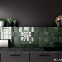 Equipe Artisan moss green 13,2x13,2cm konyhai sötétzöld csempe Equipe  Artisan Moss Green prémium ,fényes csempe