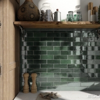 Equipe Artisan 6,5x20cm fényes,sőtétzöld,konyhai hátfal csempe Equipe Equipe Artisan – prémium fényes csempe komplett rendszerrel