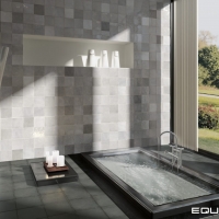 Equipe Artisan Alabaster 13,2x13,2cm fényes szürke fürdőszobai csempe Equipe Equipe Artisan – prémium fényes csempe komplett rendszerrel
