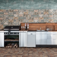 Mainzu esenzia 15x30cm konyhai vintage hátfal csempe patchwork mintával Mainzú Esenzia 15x30cm fali csempe