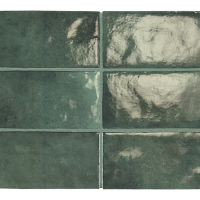 Equipe Artisan moss Green 6,5×20 cm csempe – olajzöld és világoszöld váltakozásával Equipe Equipe Artisan – prémium fényes csempe komplett rendszerrel